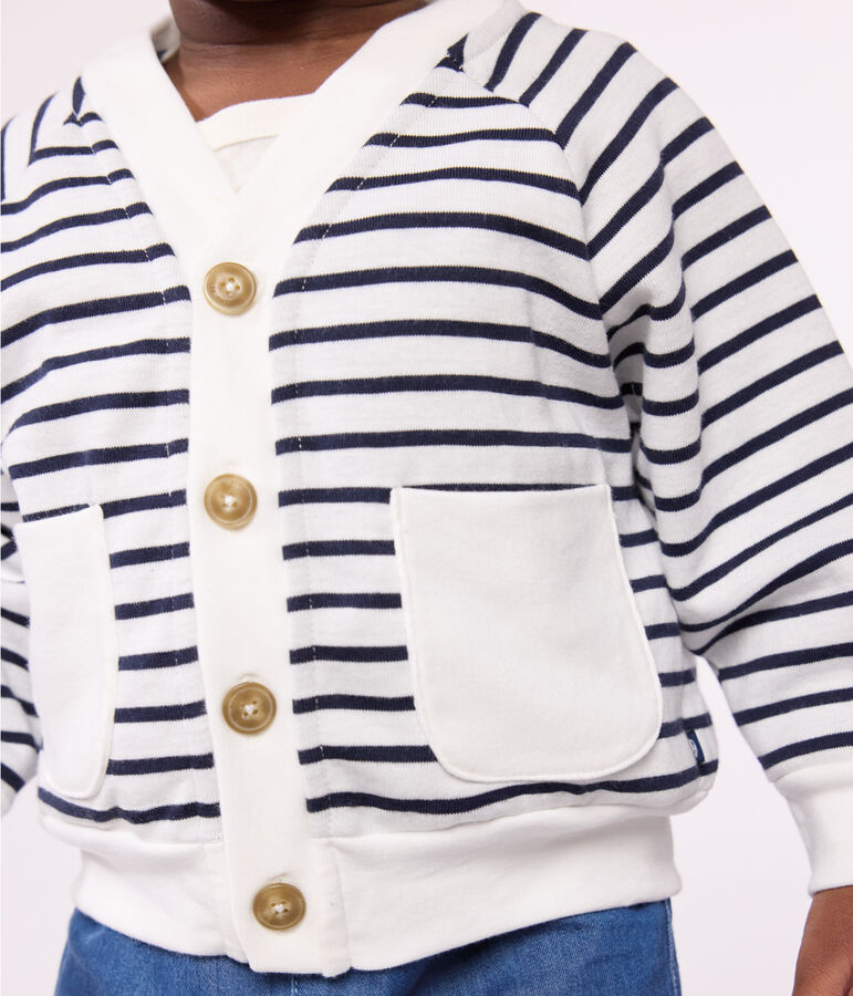 Cardigan in jersey spesso neonato bianco MARSHMALLOW/blu SMOKING