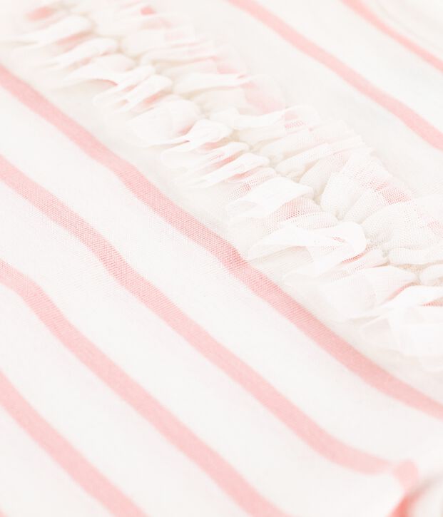 T-shirt a maniche corte in cotone bambina bianco/rosa