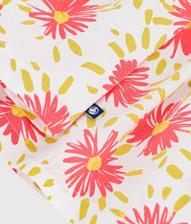 Abito a maniche corte in cotone stampato neonata bianco/multicolore