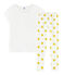 Pigiama ragazza a costine bianco MARSHMALLOW/giallo BLE