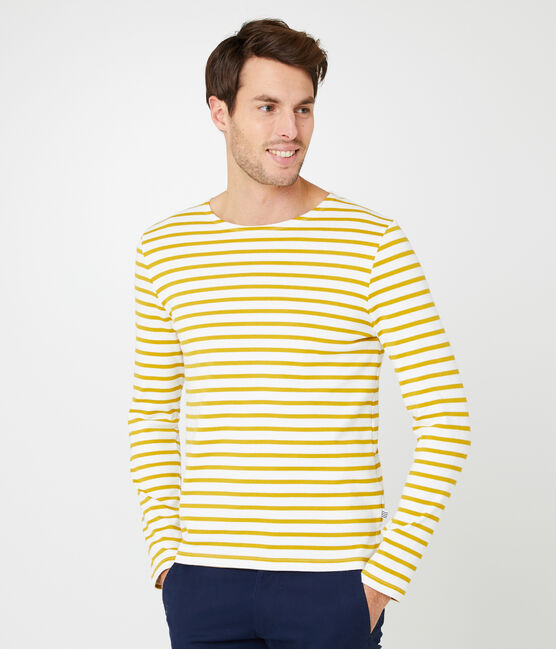 Marinière iconica uomo bianco MARSHMALLOW/giallo BAMBOO