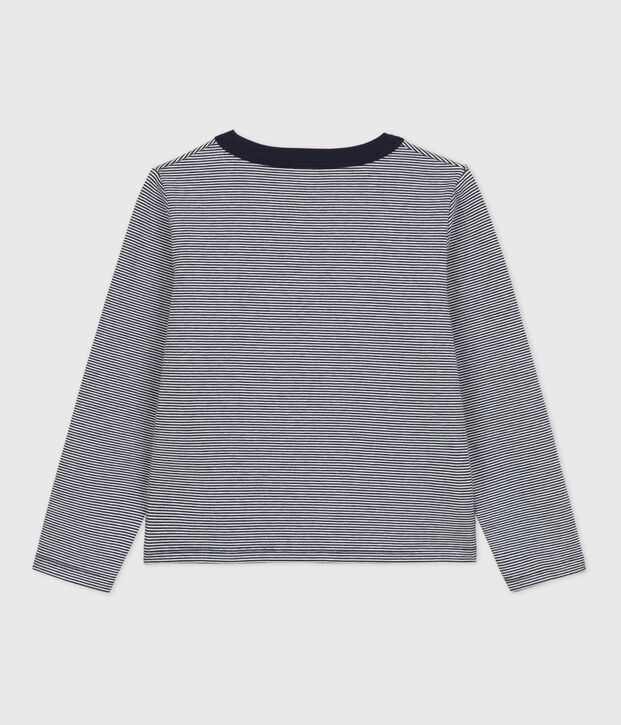 Cardigan in doppio jersey bambina blu/bianco