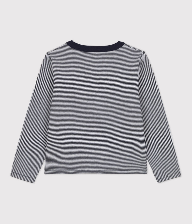 Cardigan in doppio jersey bambina blu/bianco