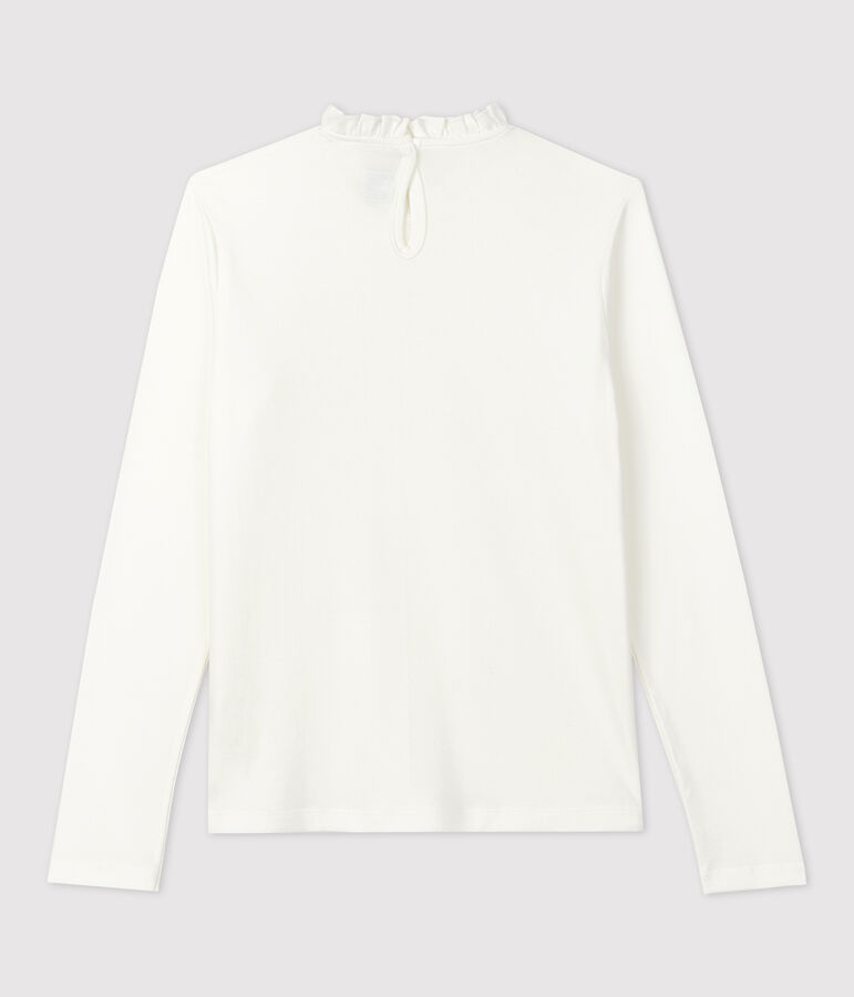 T-shirt bambina a maniche lunghe in cotone bianco