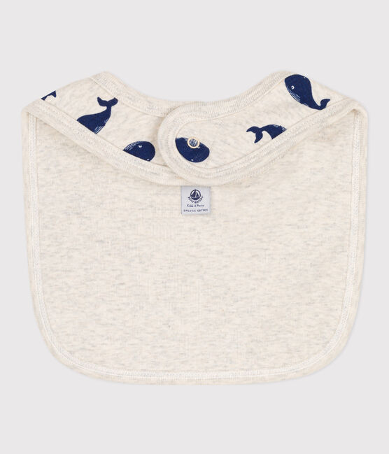 Bavaglino singolo balene in cotone beige MONTELIMAR/blu MEDIEVAL