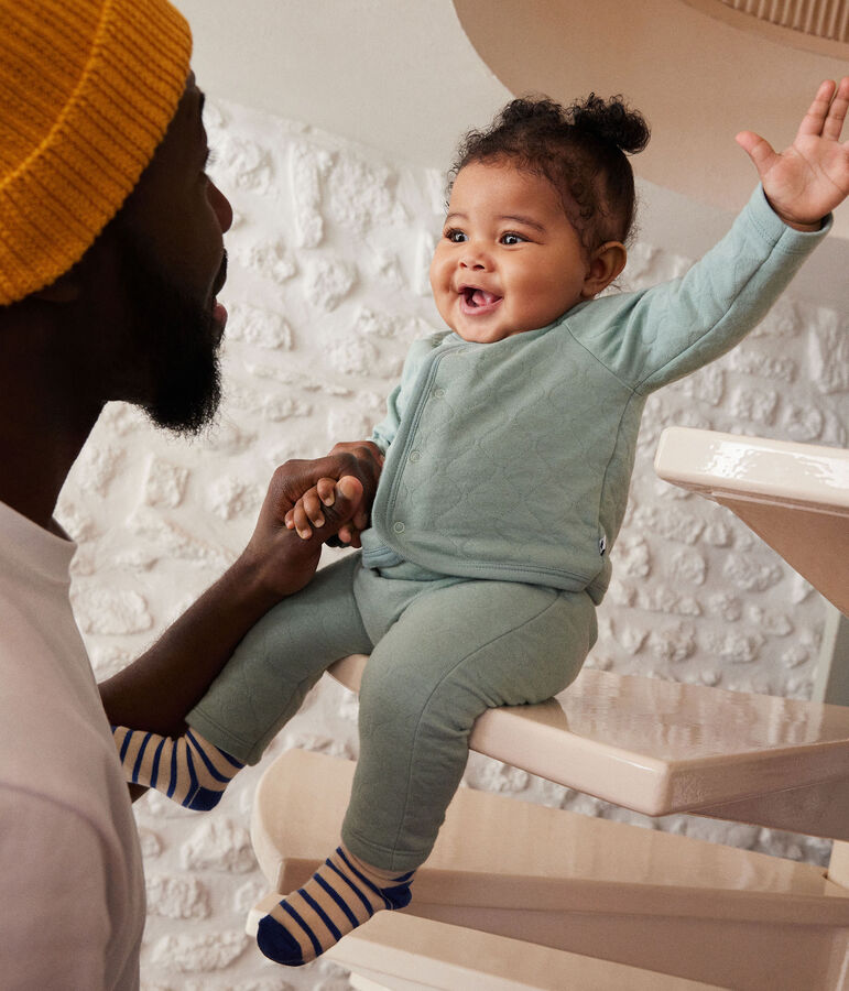 Completo in tubique trapuntato per beb&egrave; verde