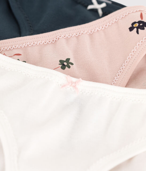 Confezione da 3 slip a fiori in cotone bambina multicolore