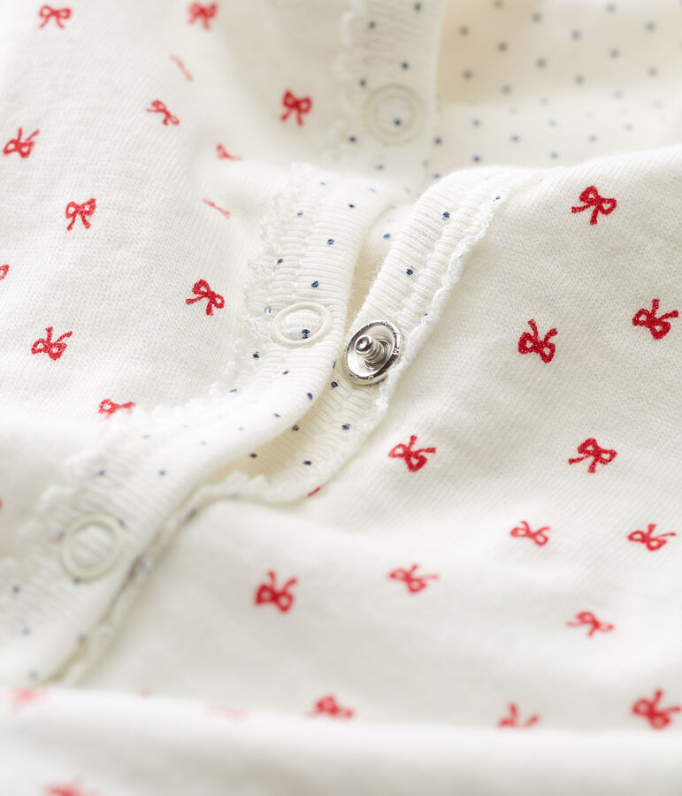 Tutina pigiama bambina in tubique bianco/rosso