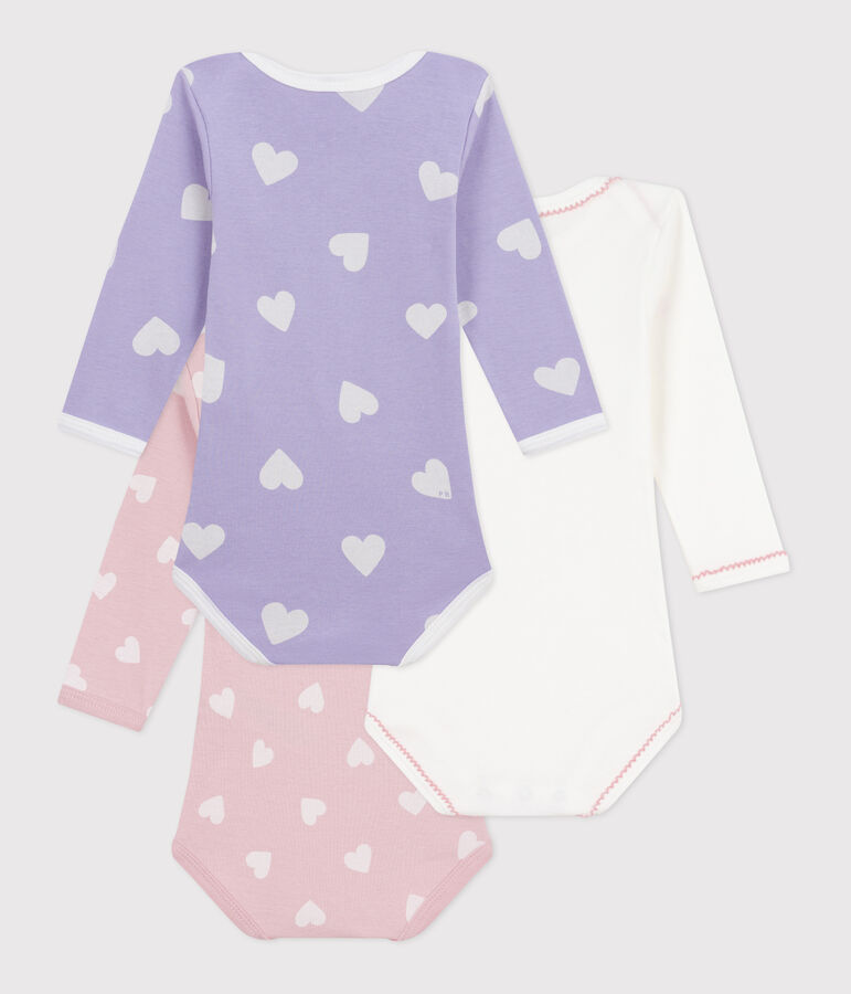 Set di body a maniche lunghe in cotone con stampa a cuori neonato multicolore