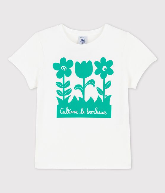T-shirt a maniche corte in cotone bambina bianco MARSHMALLOW