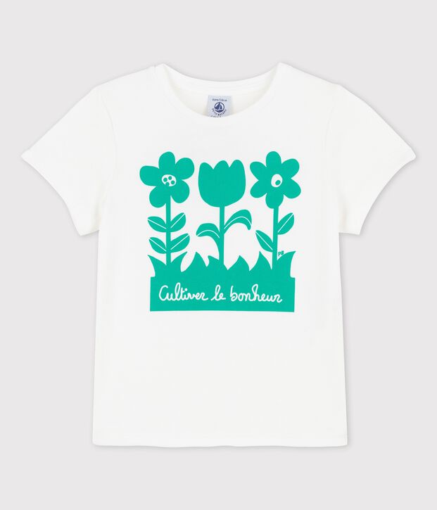 T-shirt a maniche corte in cotone bambina bianco