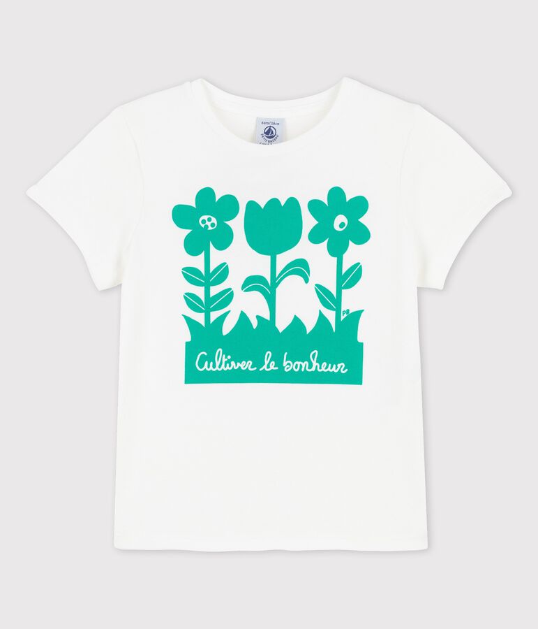T-shirt a maniche corte in cotone bambina bianco