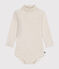 Body bebè a maniche lunghe e collo a lupetto in cotone beige MONTELIMAR CHINE