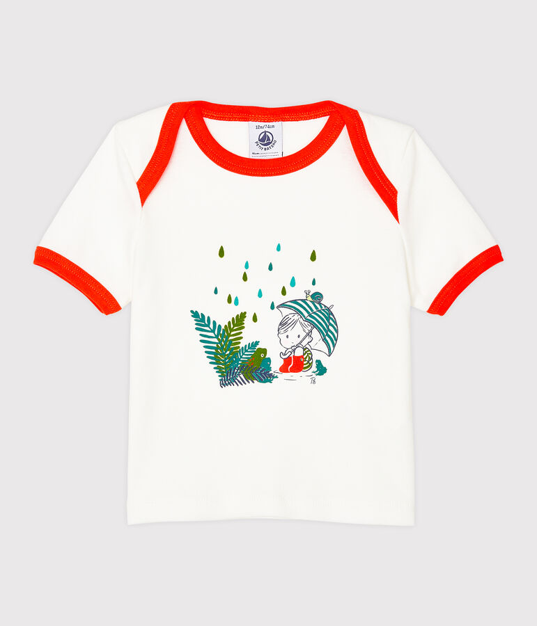 T-shirt maniche corte beb&egrave; maschio bianco MARSHMALLOW