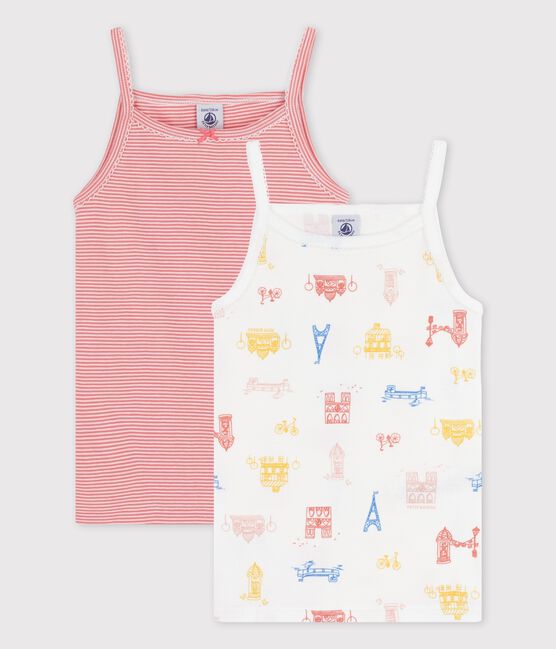 Confezione da 2 canottiere con spalline Parigi bambina in cotone variante 1