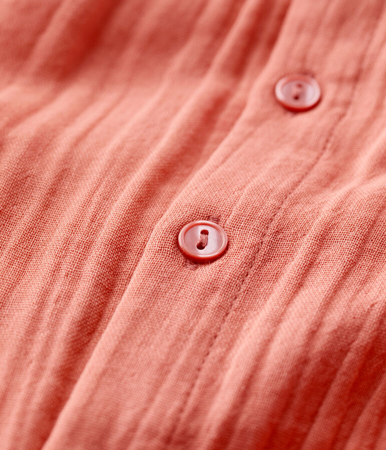 Tutina lunga beb&egrave; in garza di cotone biologico in tinta unita rosa PAPAYE