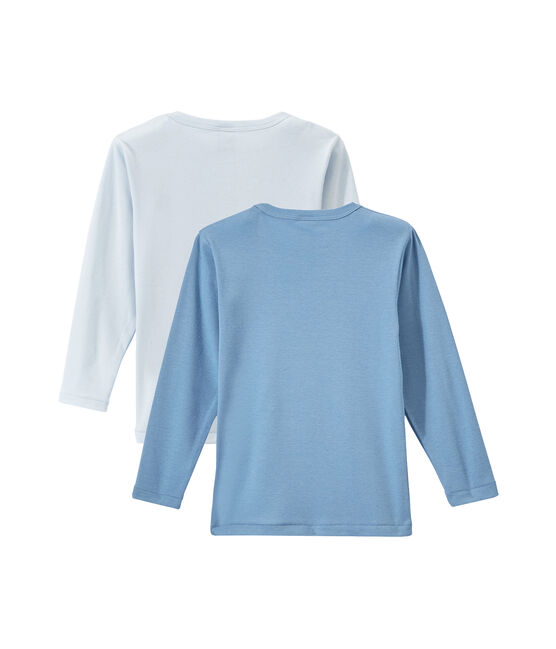 Lotto di 2 t-shirts per bambino a maniche lunghe tinta unita bianco LOT