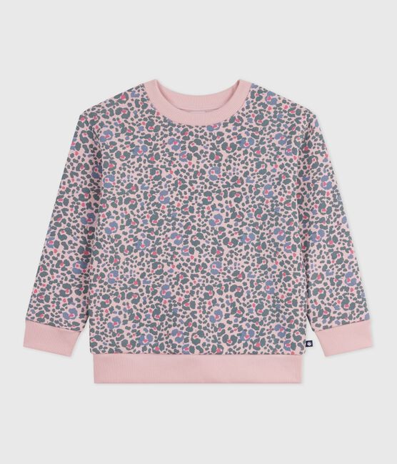 Felpa in cotone stampato bambina rosa JOLI/bianco MULTICO