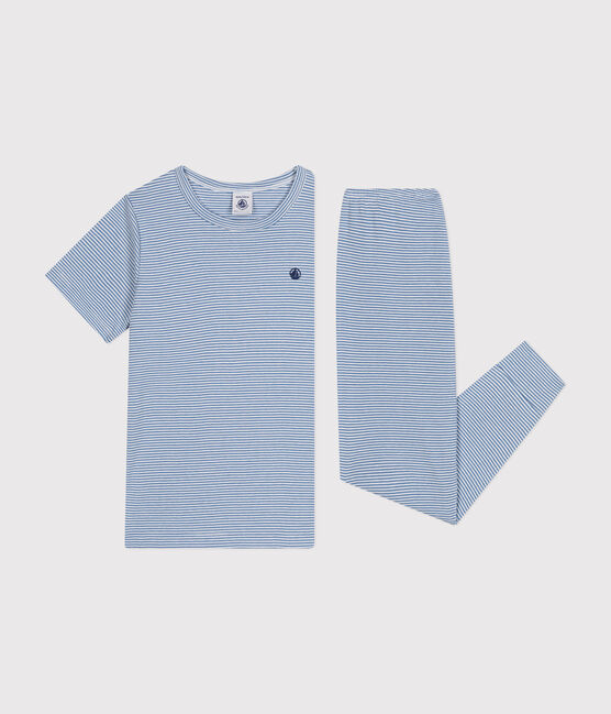 Pigiama in cotone a righe bambino blu BEACH/ MARSHMALLOW