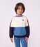 Felpa con cappuccio in cotone tinta unita con motivo color block bambino ecru/multicolore