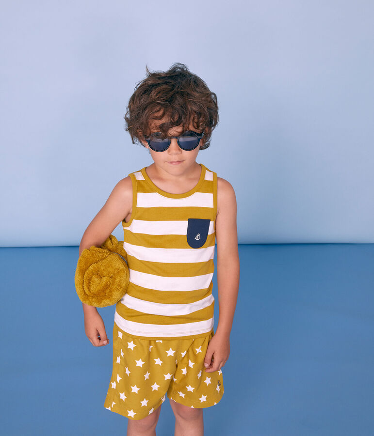 Short da spiaggia bambino giallo BAMBOO/bianco MARSHMALLOW
