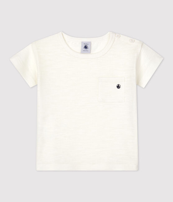 T-shirt bebè tinta unita a maniche corte in jersey bianco MARSHMALLOW