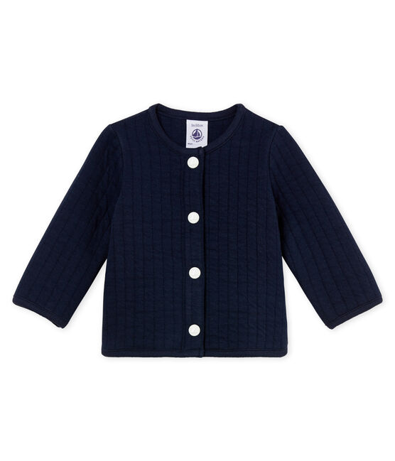 Cardigan in tubique trapuntato neonata blu SMOKING