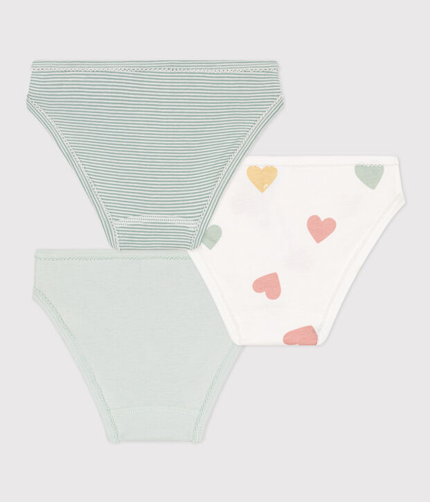 Set di 3 slip bambina in cotone con motivo cuore multicolore