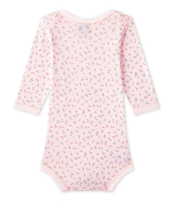Body per bebé femmina a maniche lunghe stampato rosa VIENNE/bianco MULTICO