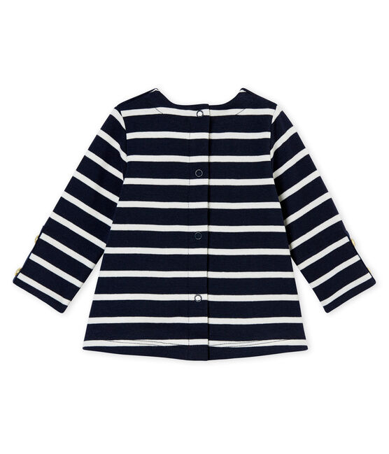 Blusa per bebé femmina rigata blu SMOKING/bianco MARSHMALLOW