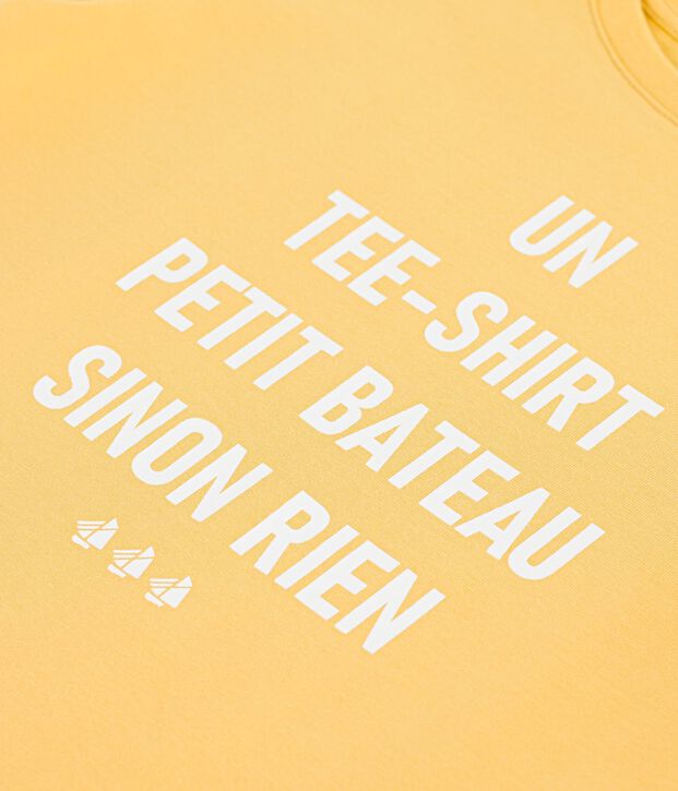 T-shirt a maniche corte con stampa bambino giallo