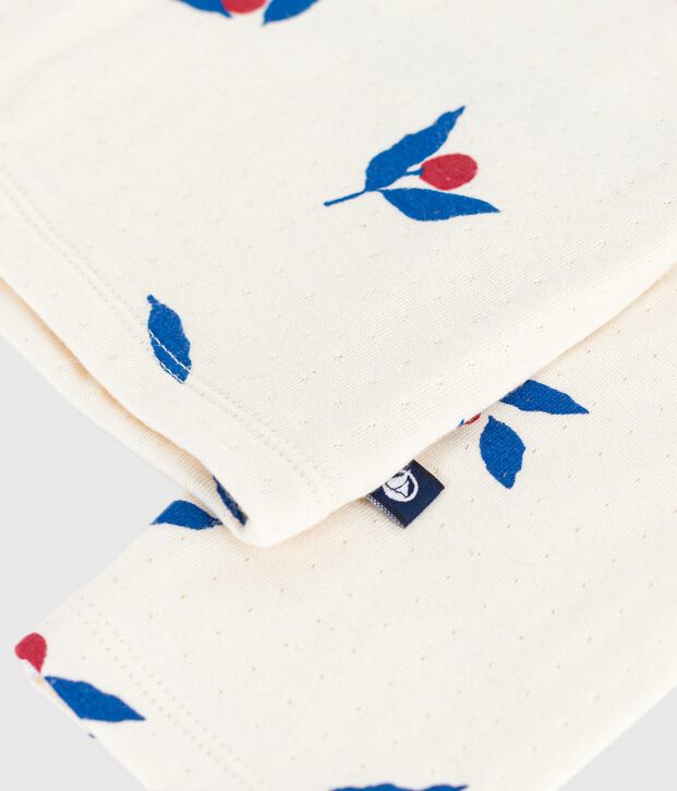 T-shirt a maniche lunghe in cotone con stampa bambina ecru/multicolore