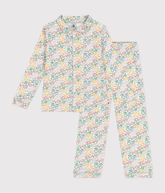 Pigiama in cotone con stampa a fiori bambino bianco MARSHMALLOW/bianco MULTICO