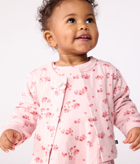 Cardigan in cotone con stampa a fiori neonato rosa JOLI/bianco MULTICO