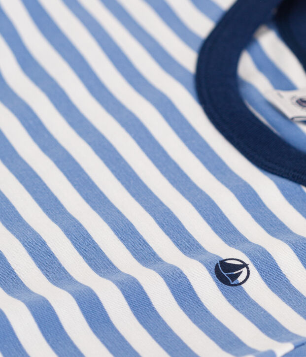 T-shirt a righe in jersey leggero bambino blu/bianco