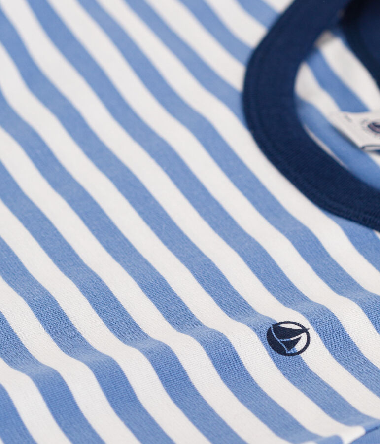 T-shirt a righe in jersey leggero bambino blu/bianco