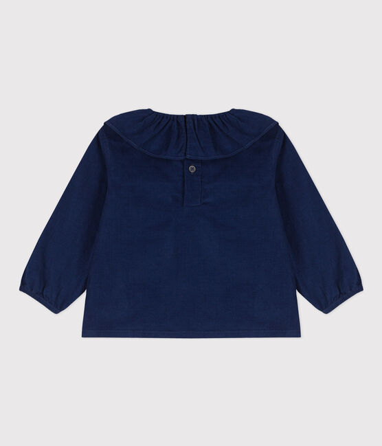 Blusa manica lunga bebè in velluto finissimo BLEU FONCE