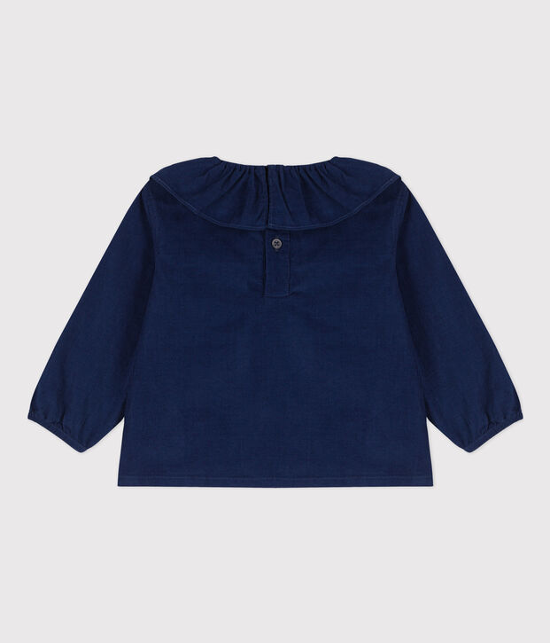 Blusa manica lunga beb&egrave; in velluto finissimo blu