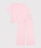 Pigiama in cotone a righe con gamba ampia donna rosa/bianco
