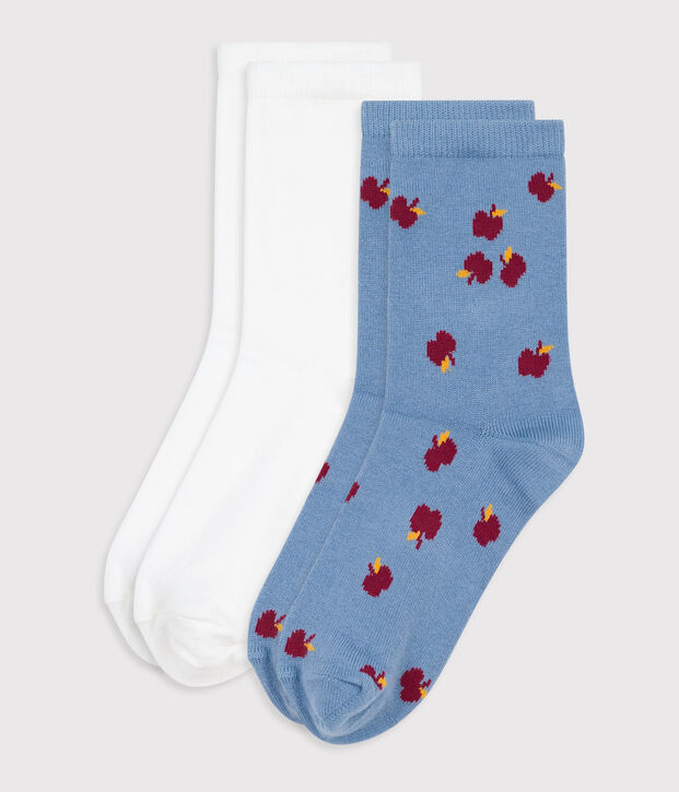 2 paia di calzini in cotone con mele stampate bambina multicolore