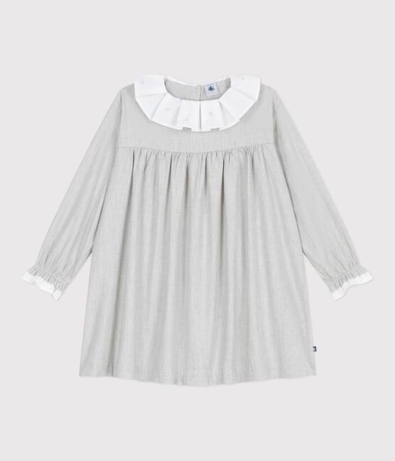 Abito a maniche lunghe in flanella tinta unita bambina grigio FUMEE CHINE