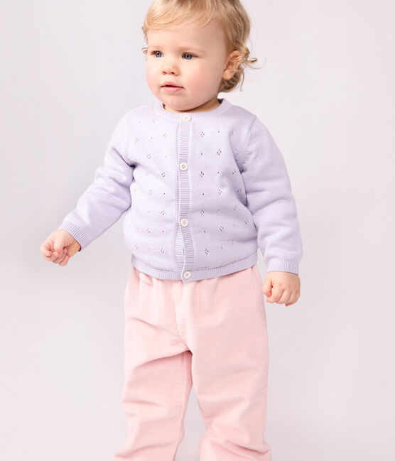 Cardigan in maglia di cotone tinta unita neonato viola PARME