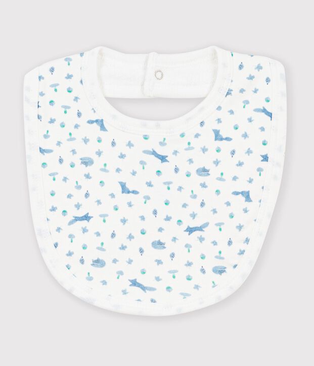 Bavaglino in cotone con stampa neonato bianco/blu