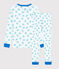 Pigiama snugfit fantasia tartarughe bambino-bambina in cotone bianco MARSHMALLOW/blu COOL