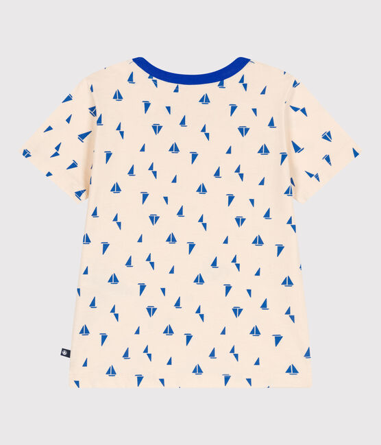 T-shirt a maniche corte in cotone con stampa bambino blu AVALANCHE/bianco PERSE