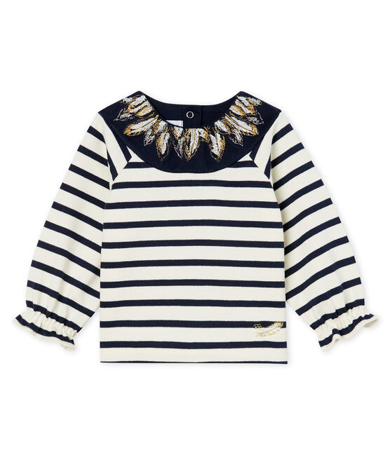 Marinière bambina rivisitata beige COQUILLE/blu SMOKING CN