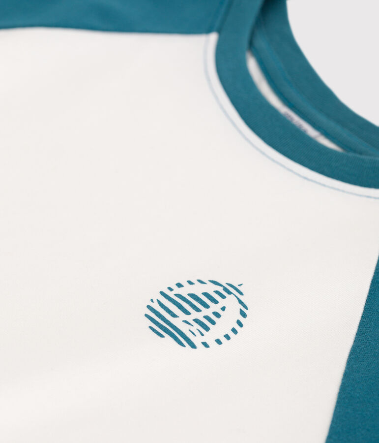 T-shirt a maniche corte in cotone con stampa bambino bianco/verde