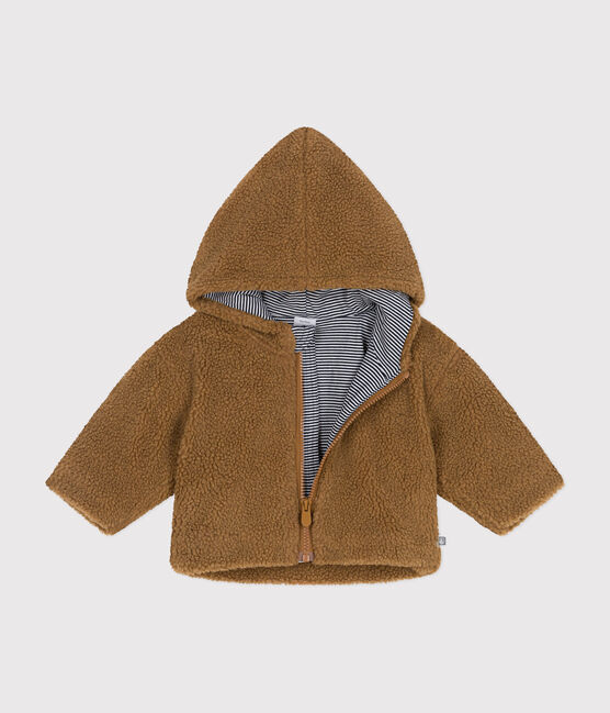 Giacca con cappuccio in sherpa neonato marrone BRINDILLE