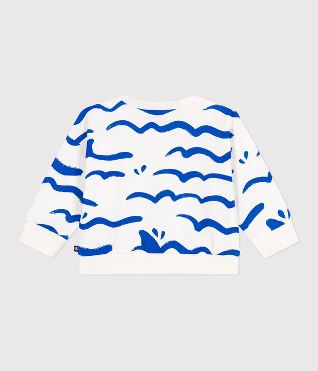 Felpa in cotone con squalo stampato neonato blu/blu