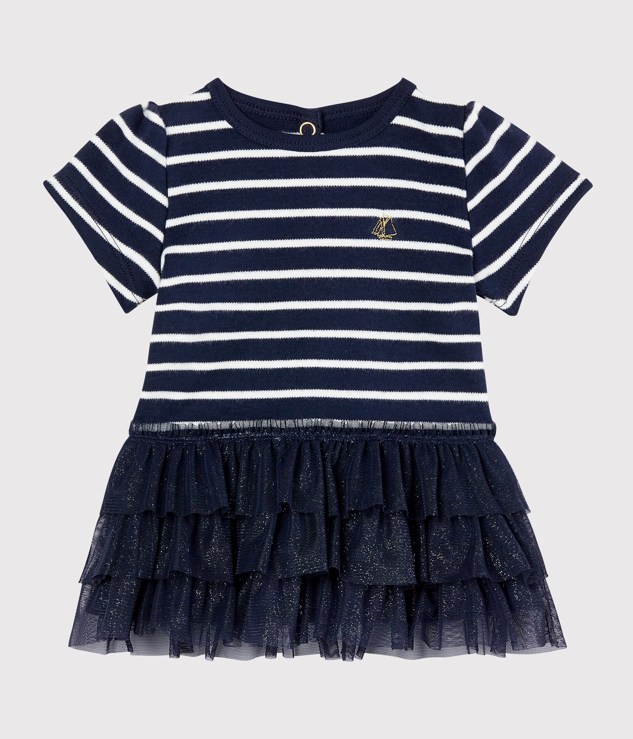 Abito a righe marinières e tulle bebè femmina SMOKING/COQUILLE | Petit  Bateau